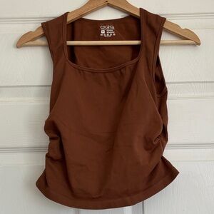 Brown scrunched side Tank Top